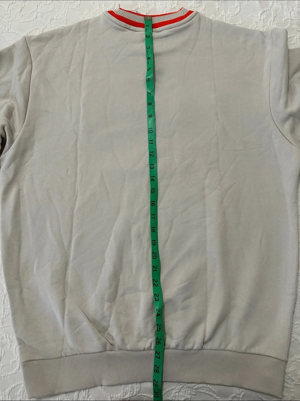 adidas Beige Varsity Crewneck Sweatshirt with Orange Logo and Trim